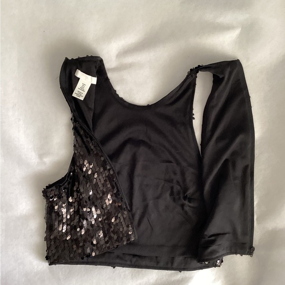 H&M Black Sequin Crop Top, Size S - Picture 5 of 6